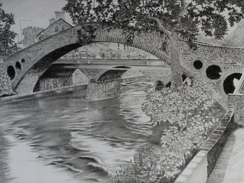 The foreground detail has altered since this drawing was completed
Pencil on Bristol-board